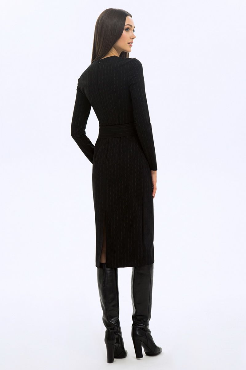 Платье LaVeLa L10189 черный/полоска