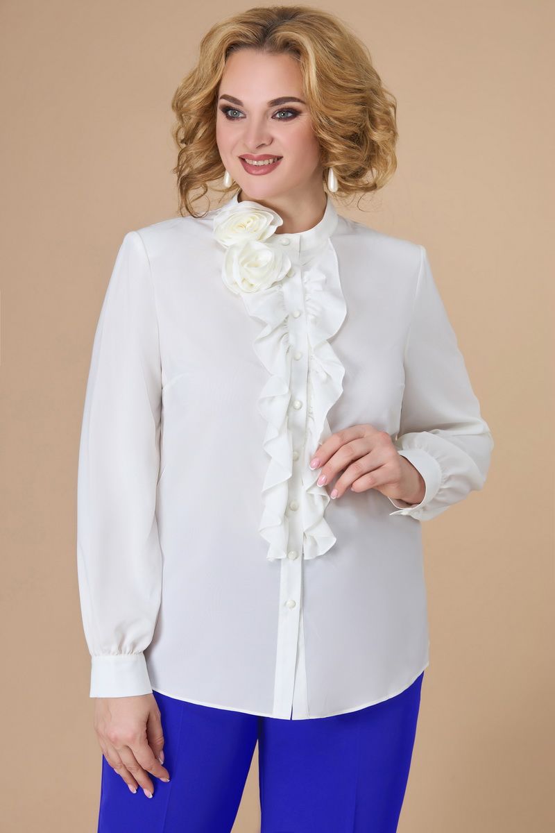 Брючный костюм Svetlana-Style 1581 молочный+синий