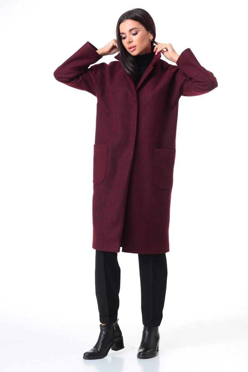 Женское пальто T&N 7087 бордо