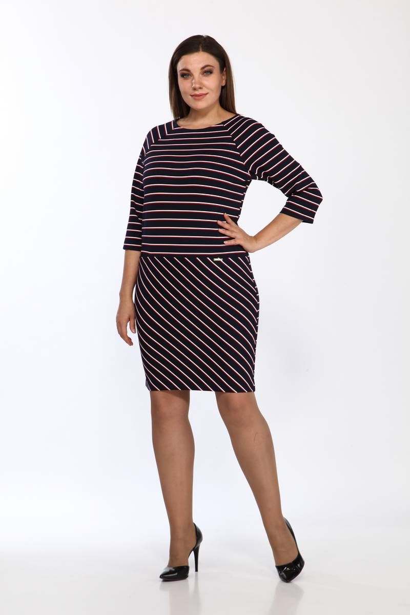 Платья Lady Style Classic 766/6 Темно-синий_с_красным