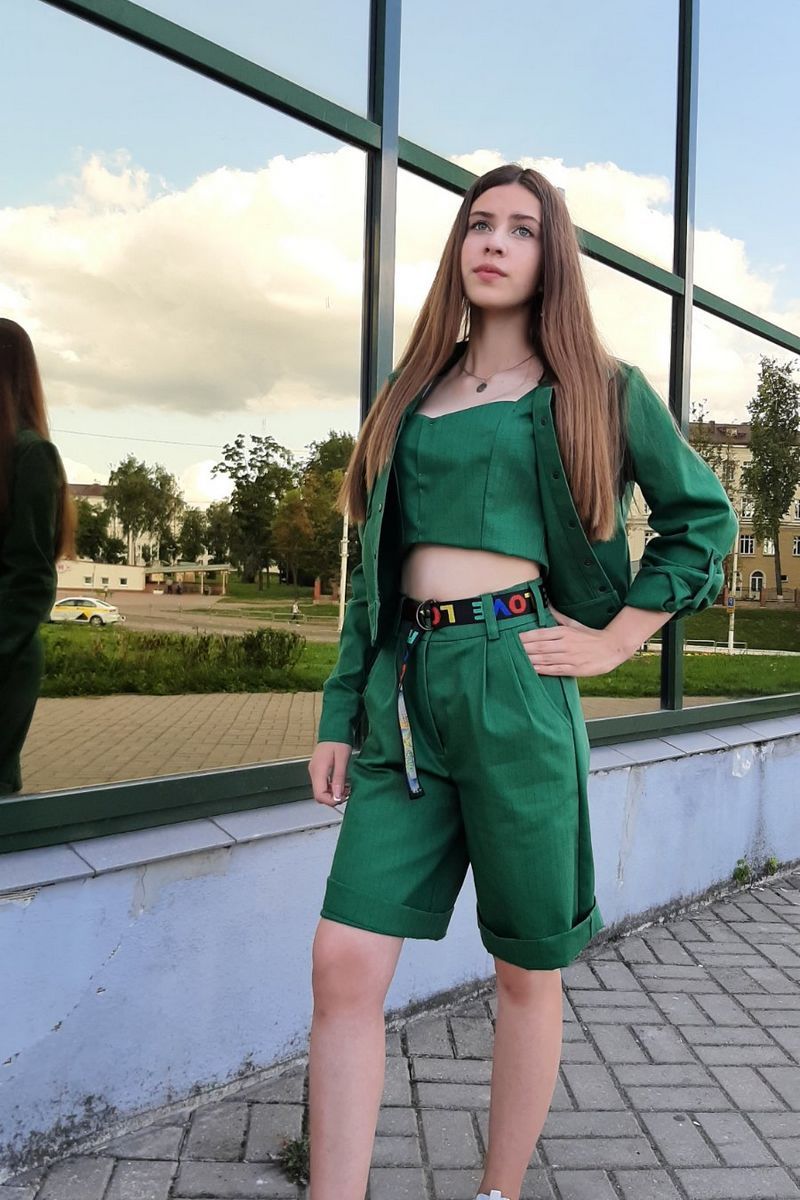 Женский комплект с шортами Lady Smile 901 зеленый