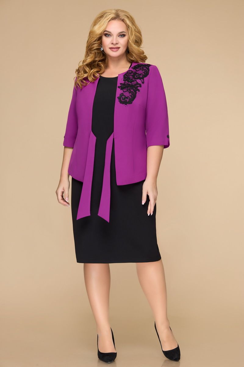 Плательный комплект Svetlana-Style 1700 фиолетовый+чёрный