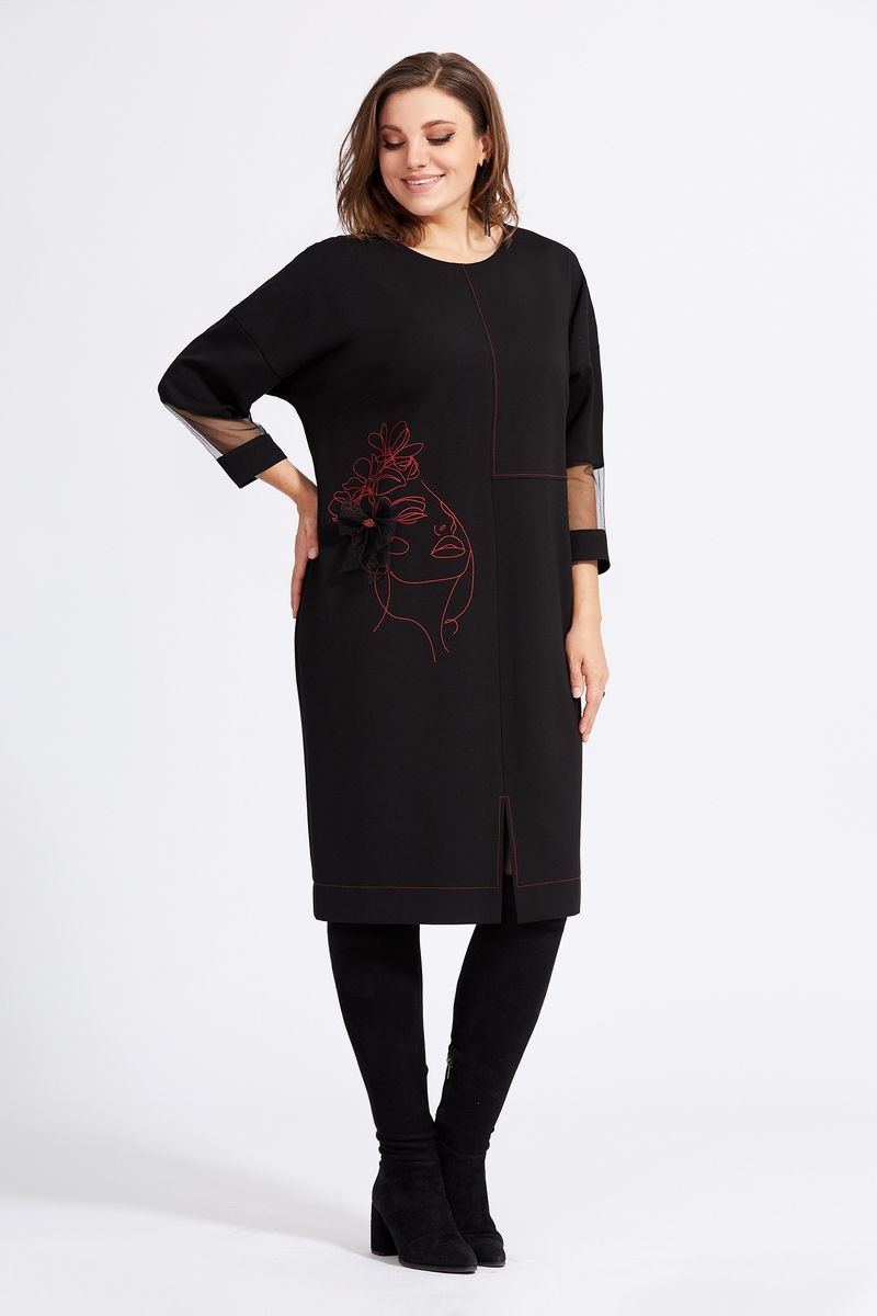 Платье Милора-стиль 942 черный+красный