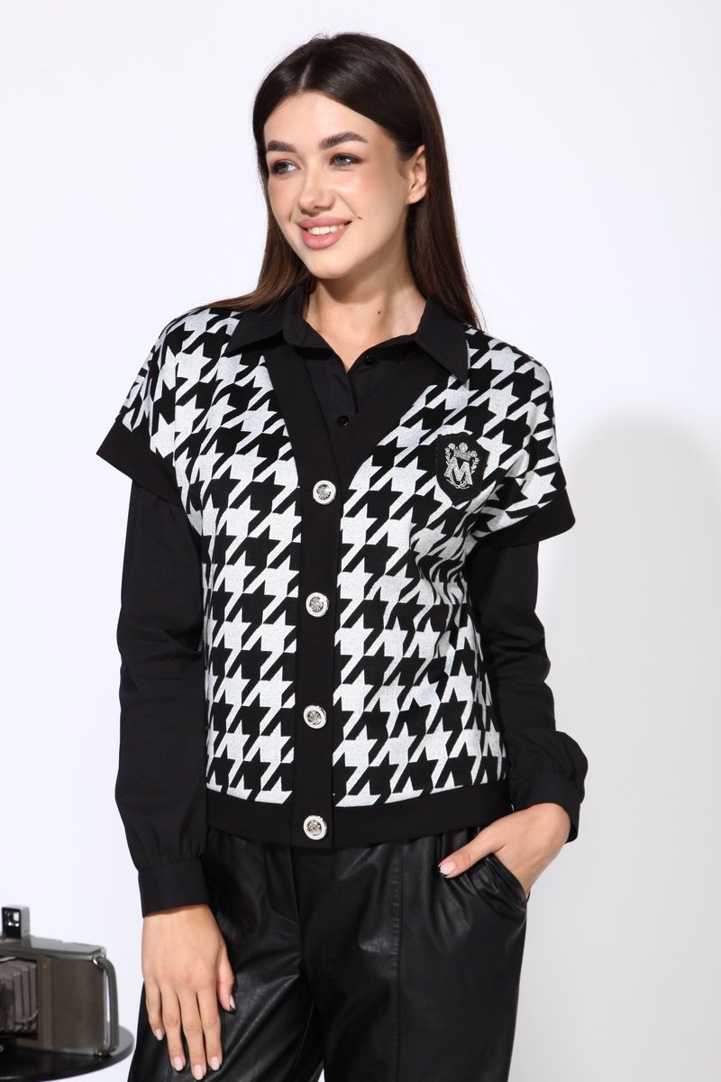 Комплект с блузой Karina deLux М-9936Б черно-серый
