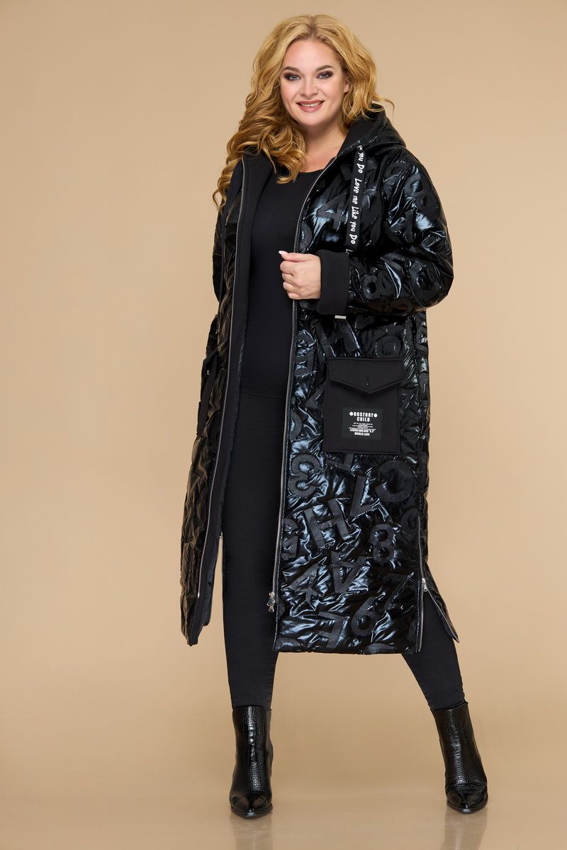 Женское пальто Svetlana-Style 1826 черный+буквы