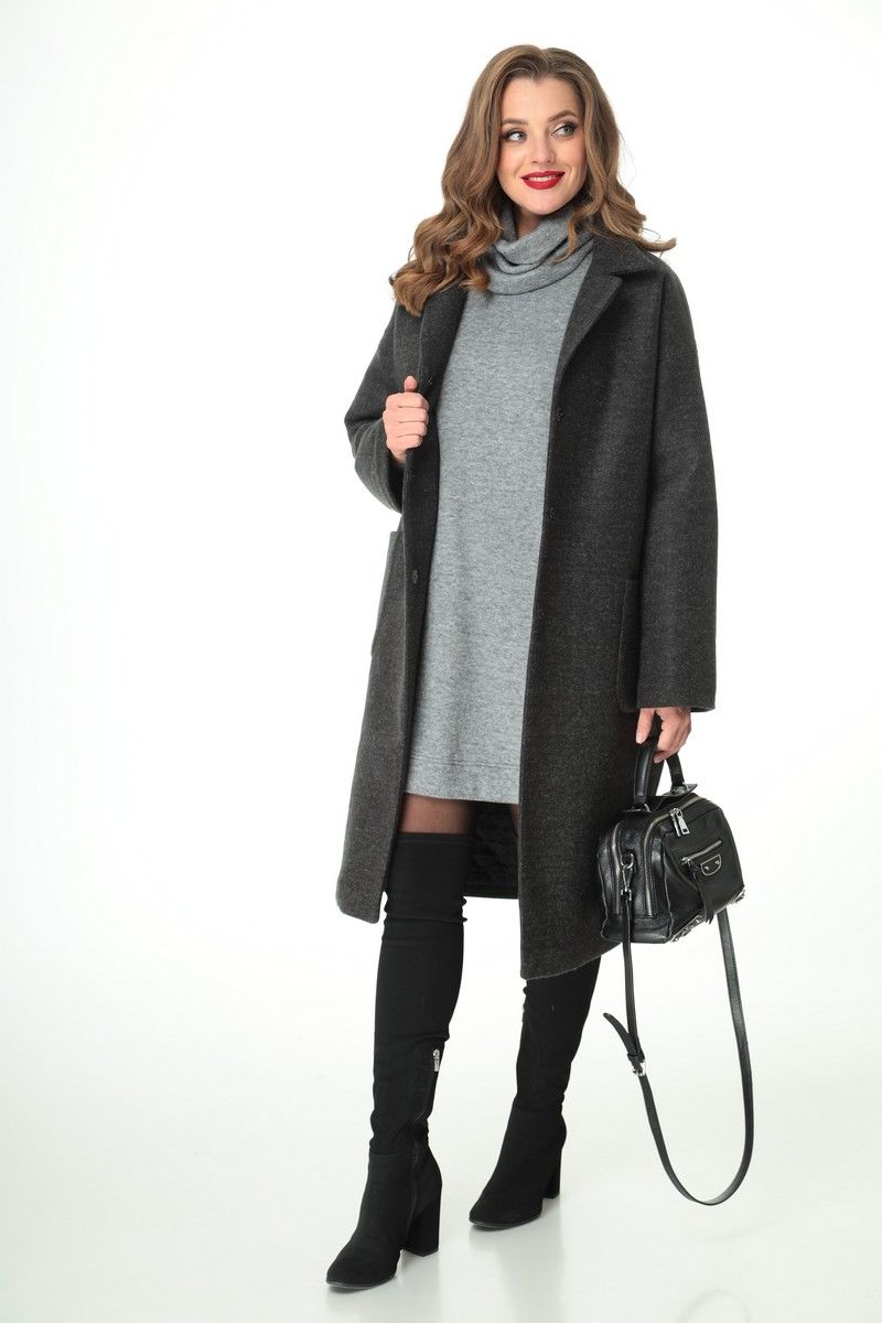 Женский комплект с пальто T&N 7105 графит-серый