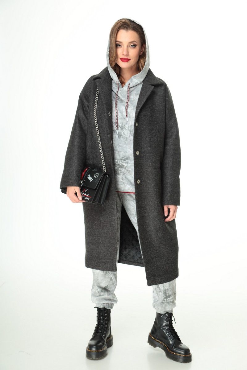 Женский комплект с пальто T&N 7108 графит_серый-мрамор