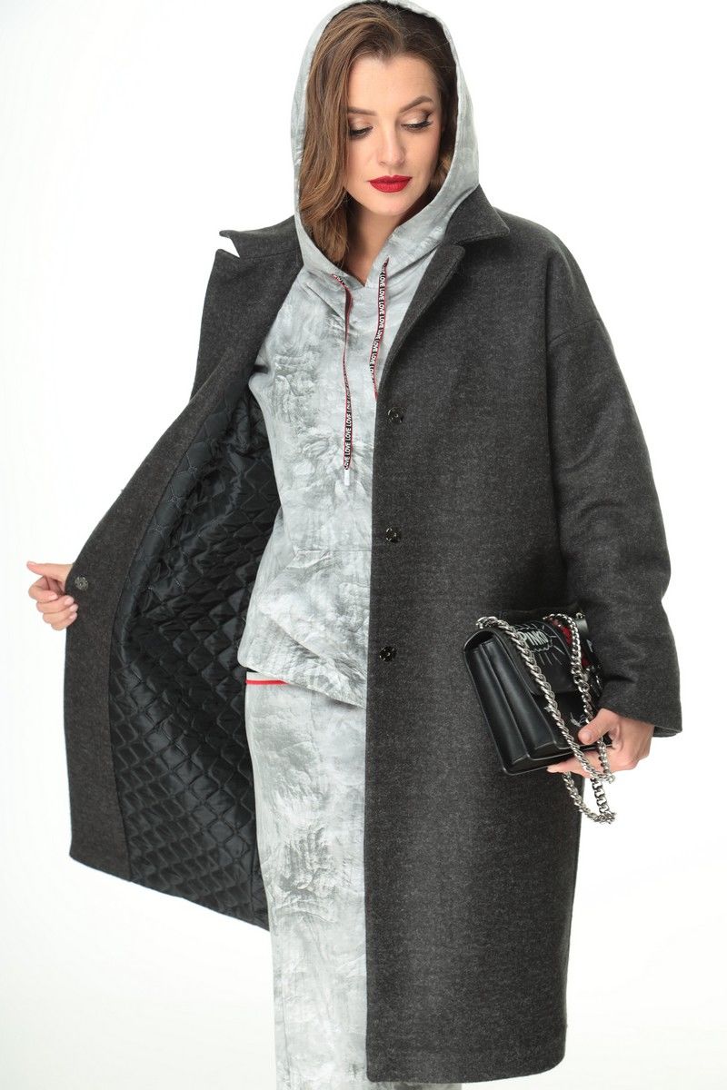 Женский комплект с пальто T&N 7108 графит_серый-мрамор