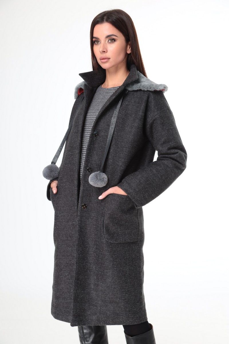 Женский комплект с пальто T&N 7110 графит-серый