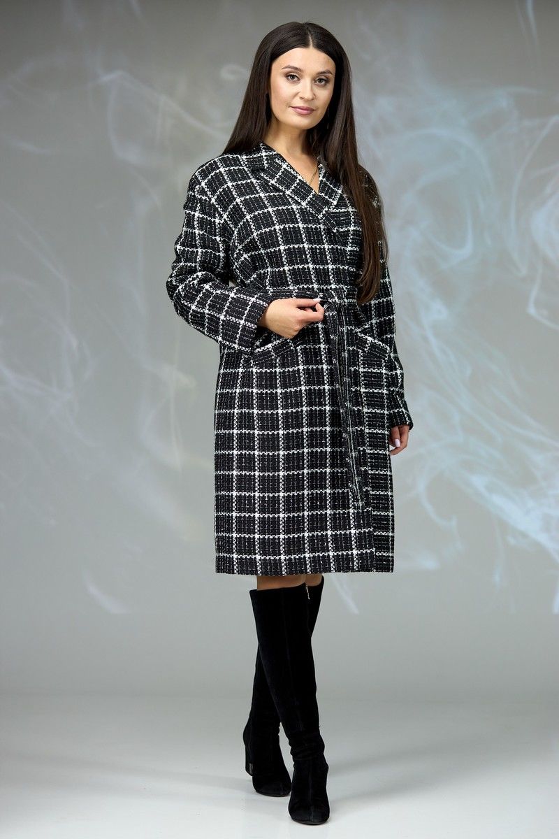 Женское пальто Angelina & Сompany 607 шанель_черно-белый