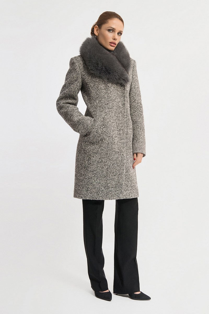 Женское пальто Gotti 115-5м серая"елочка"