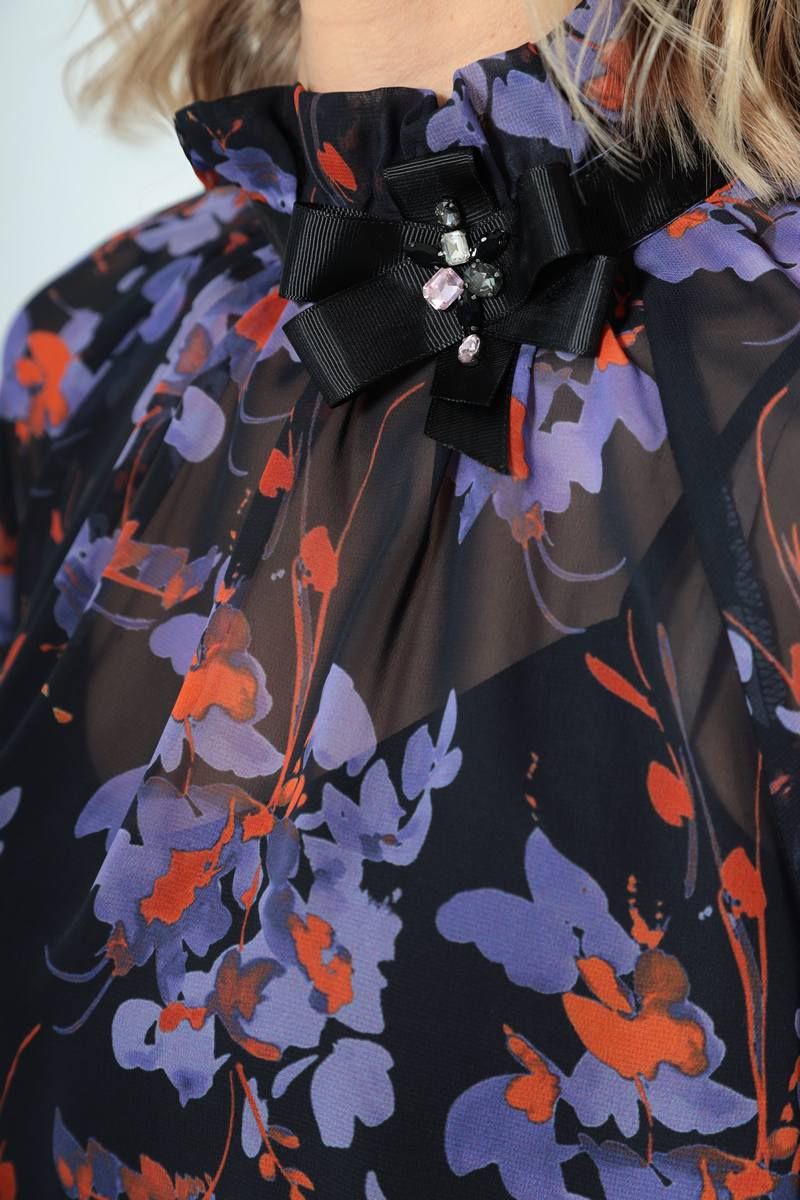 Блузы LeNata 11240 черное-в-цветы