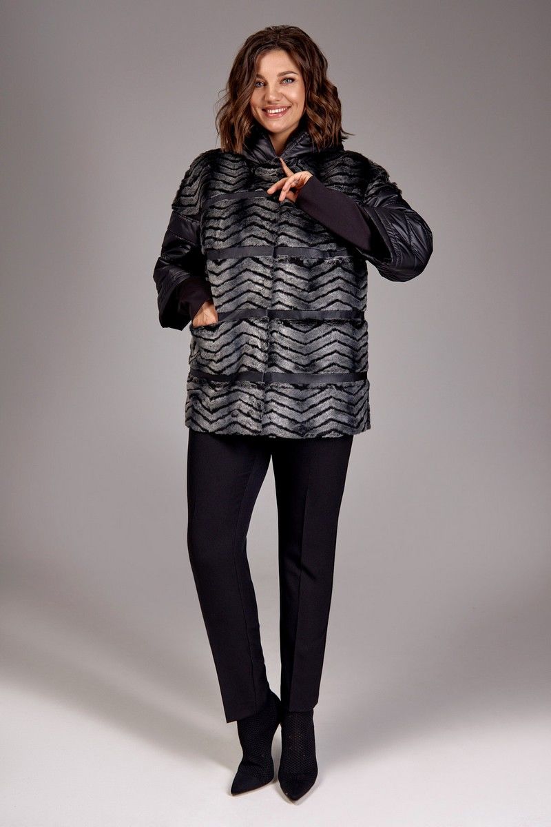 Женская куртка IVA 689 серый-черный