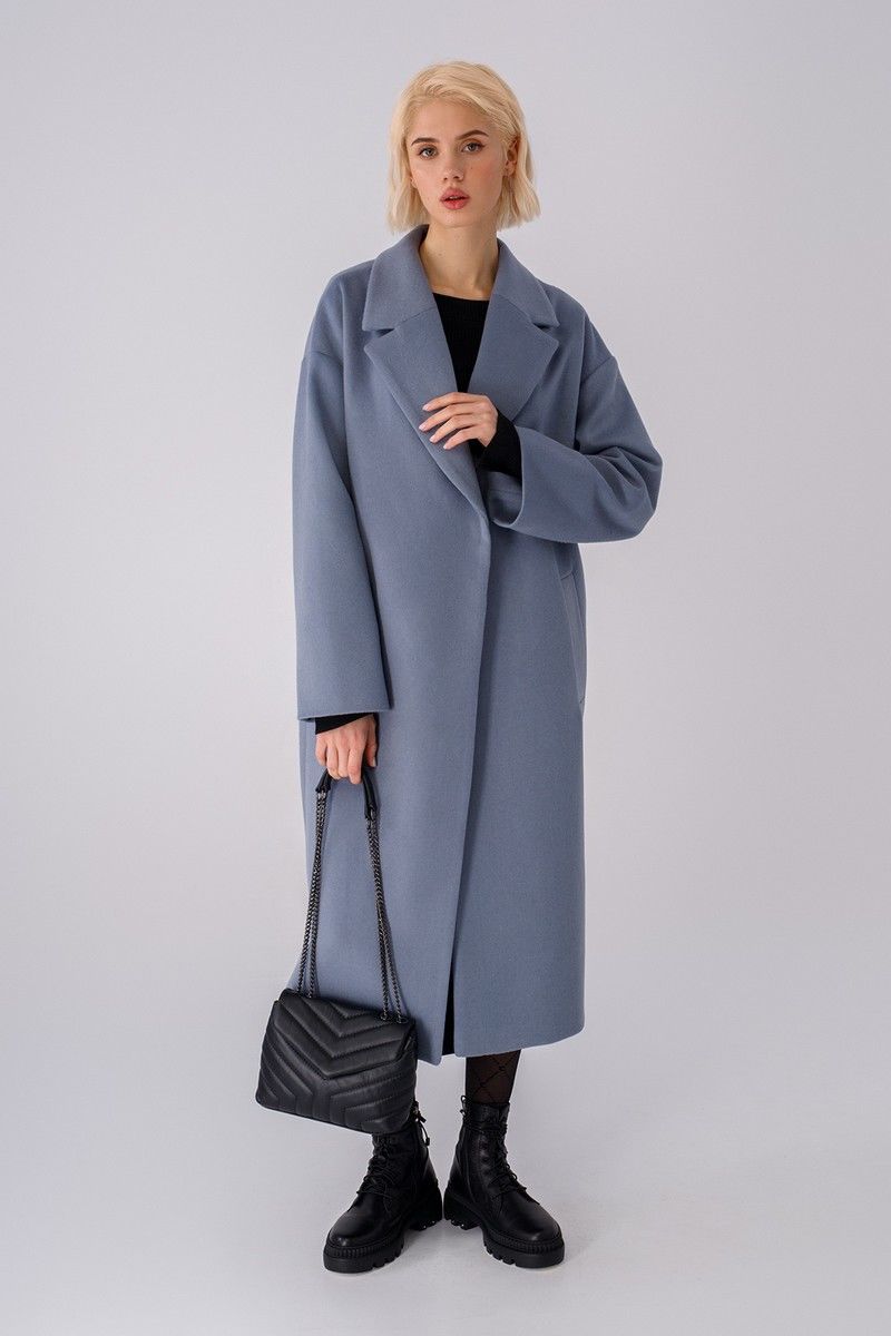 Женское пальто PiRS 1411 серо-голубой