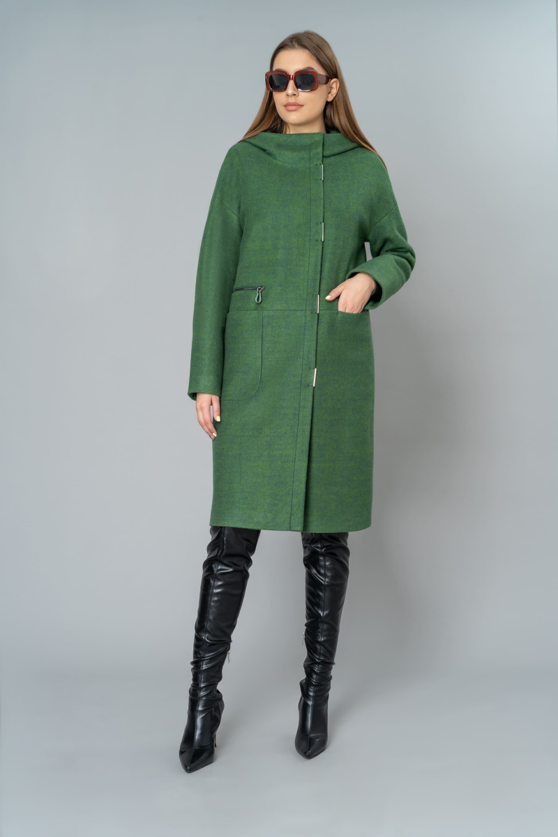 Женское пальто Elema 6-10361-1-164 зеленый