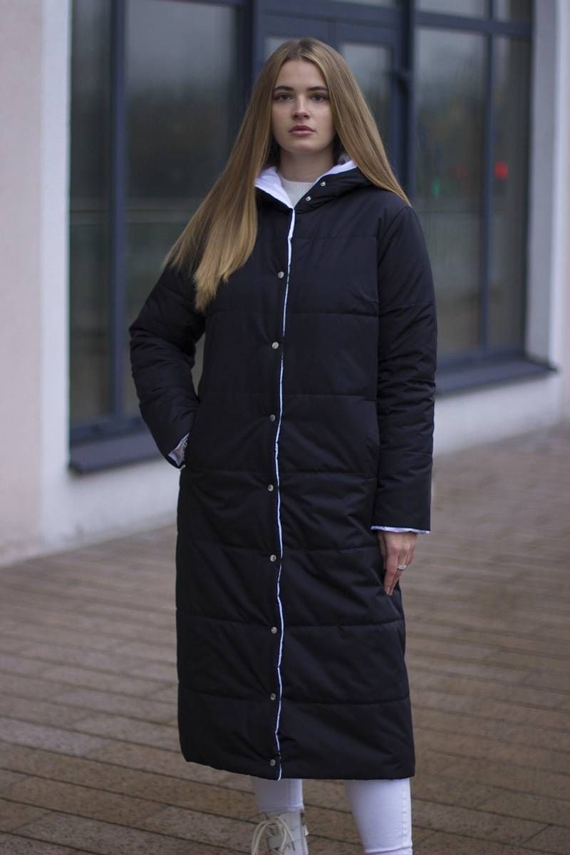 Женское пальто Sisteroom П-044 черно-белый