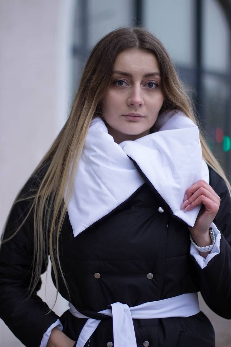 Женское пальто Sisteroom П-002 черно-белый