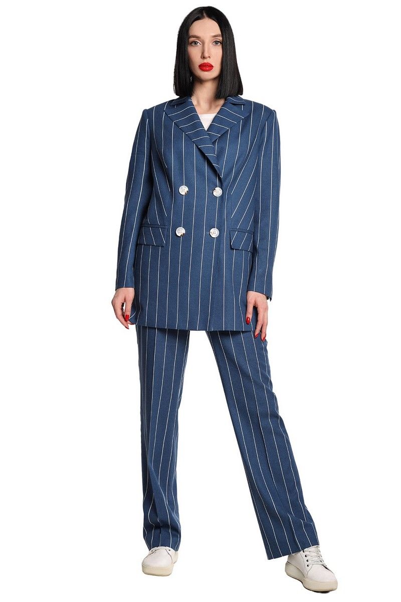 Брючный костюм Мода Юрс 2654 синий-полоска