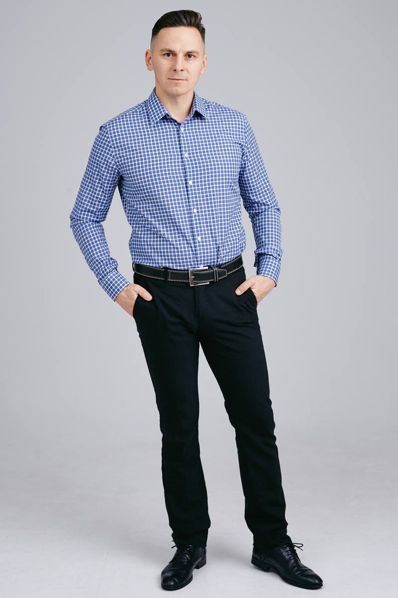 Рубашки с длинным рукавом Nadex 01-061811/404_170-176 сине-белый