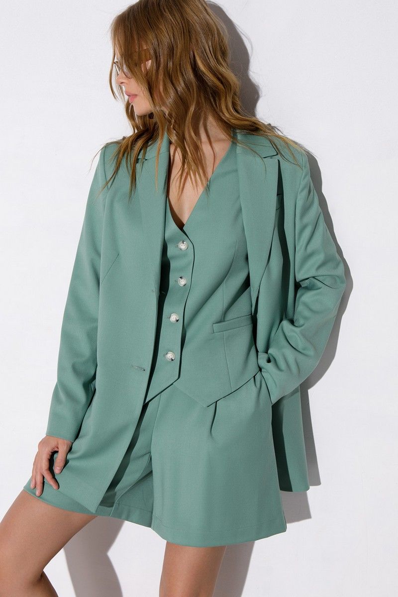 Женский комплект с шортами PiRS 3865 серо-зеленый