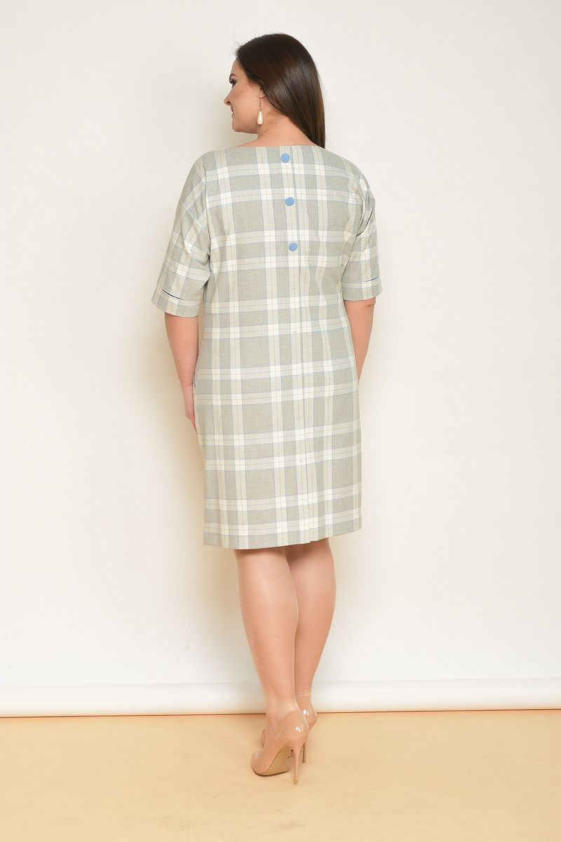 Платья Lady Style Classic 926 серый+голубая_клетка