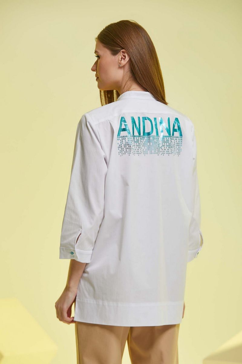 Блузы Andina 102 белый+фольга_бирюза