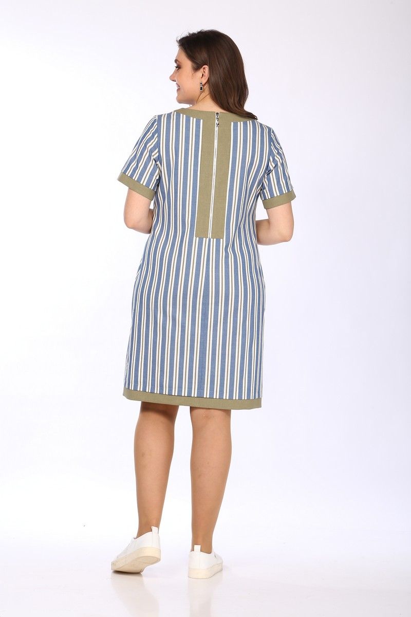 Платья Lady Style Classic 1427/9 синий_хаки-полосы