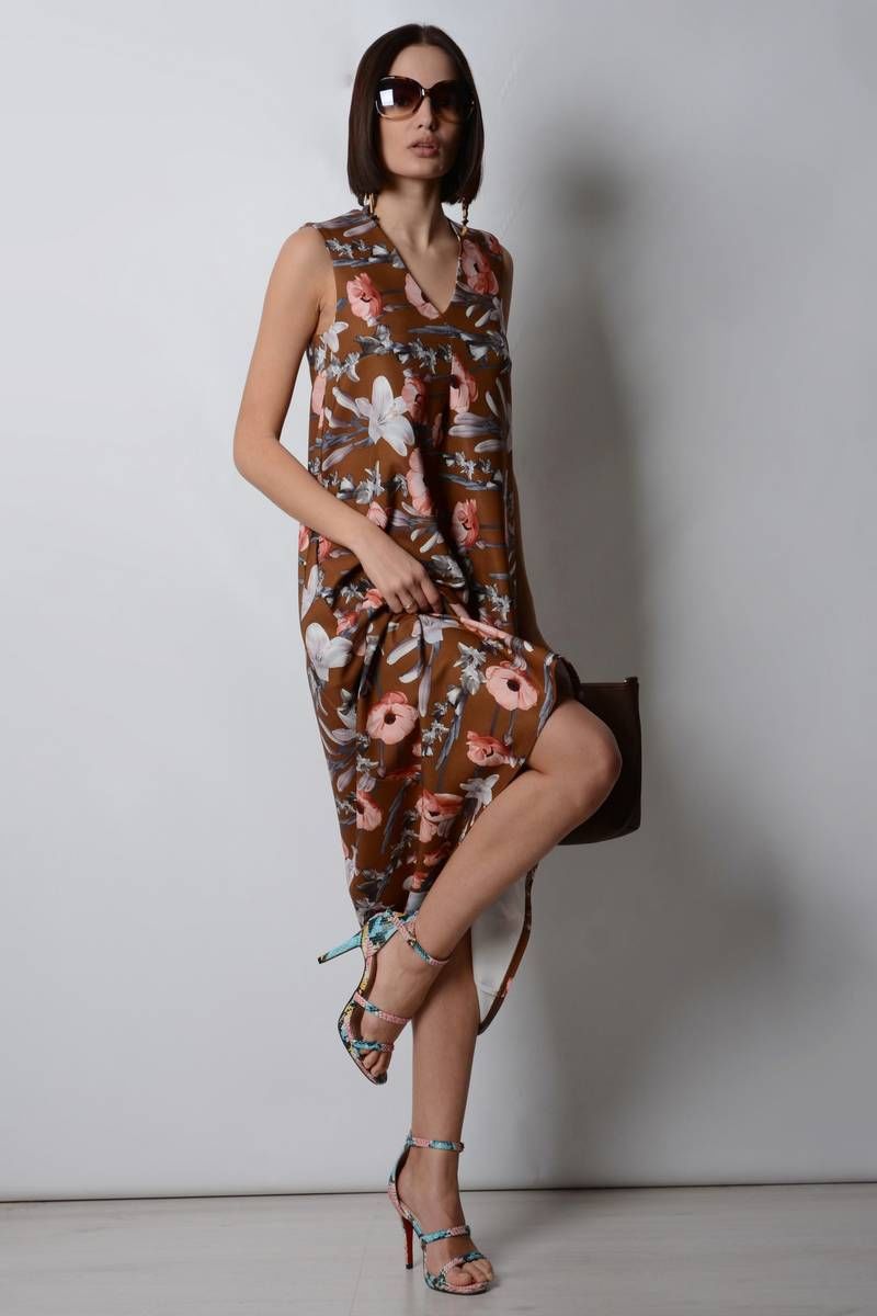 Платья PATRICIA by La Cafe F15287 коричневый,терракотовый