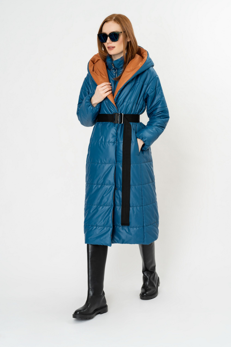 Женское пальто Elema 5-11104-1-164 индиго/глина