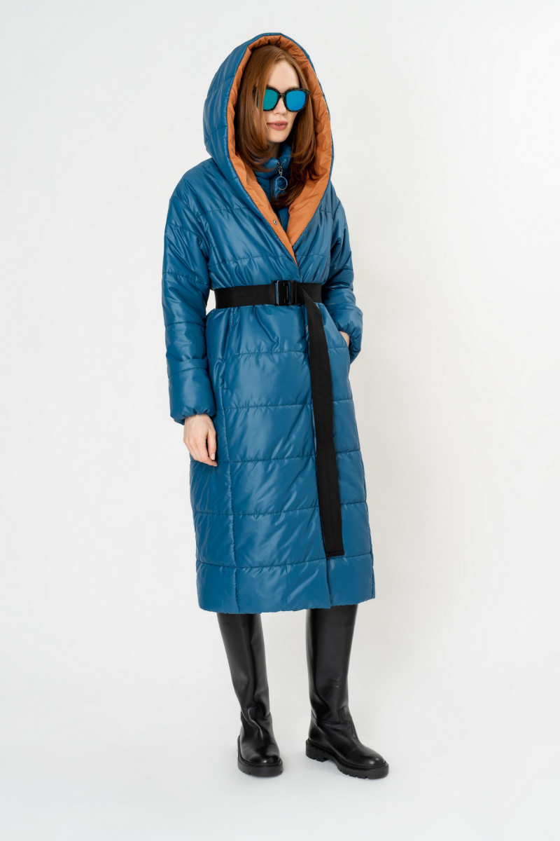 Женское пальто Elema 5-11104-1-170 индиго/глина
