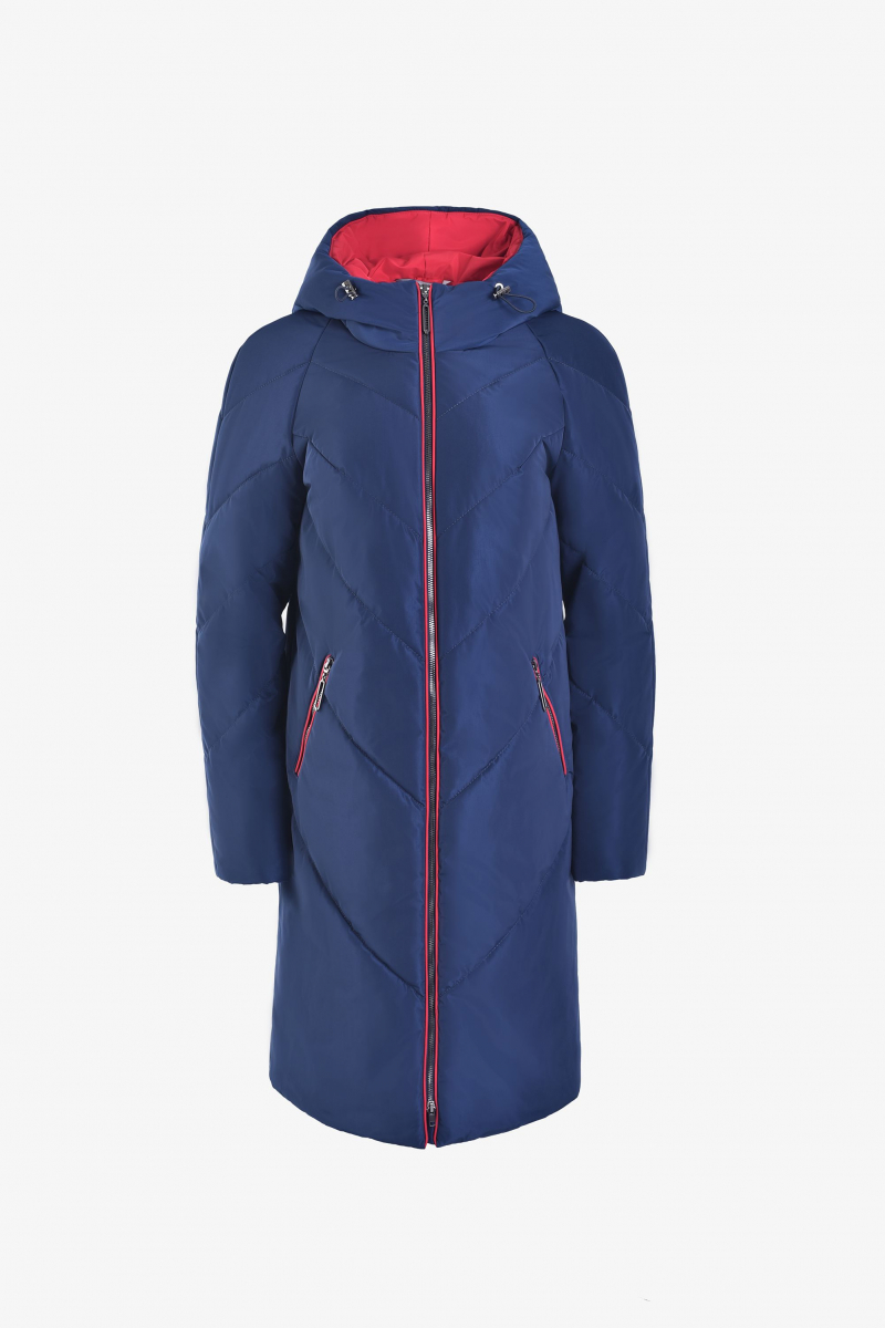 Женское пальто Elema 5-9196-3-164 синий/красный