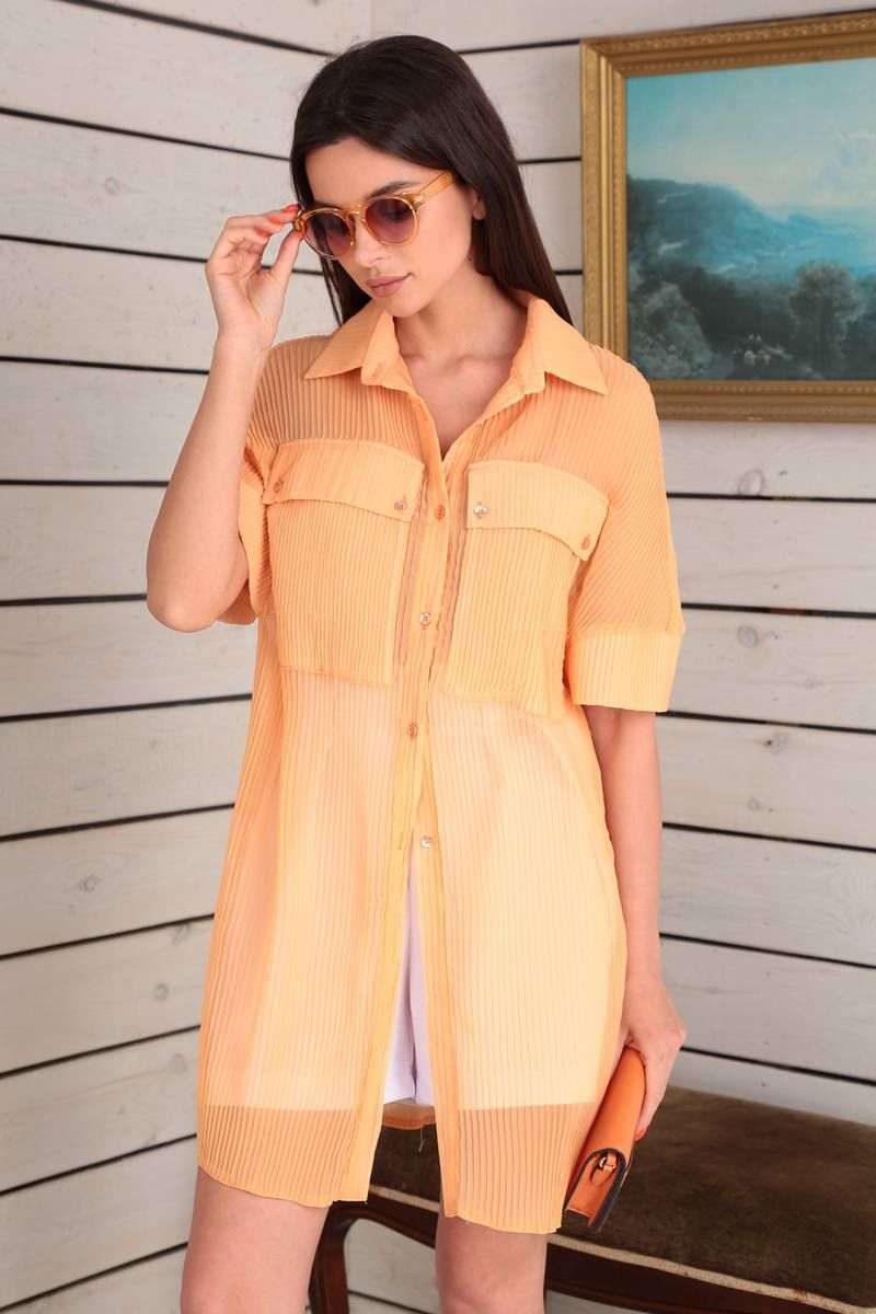 Женский комплект с шортами Viola Style 20603 оранжевый_-_белый