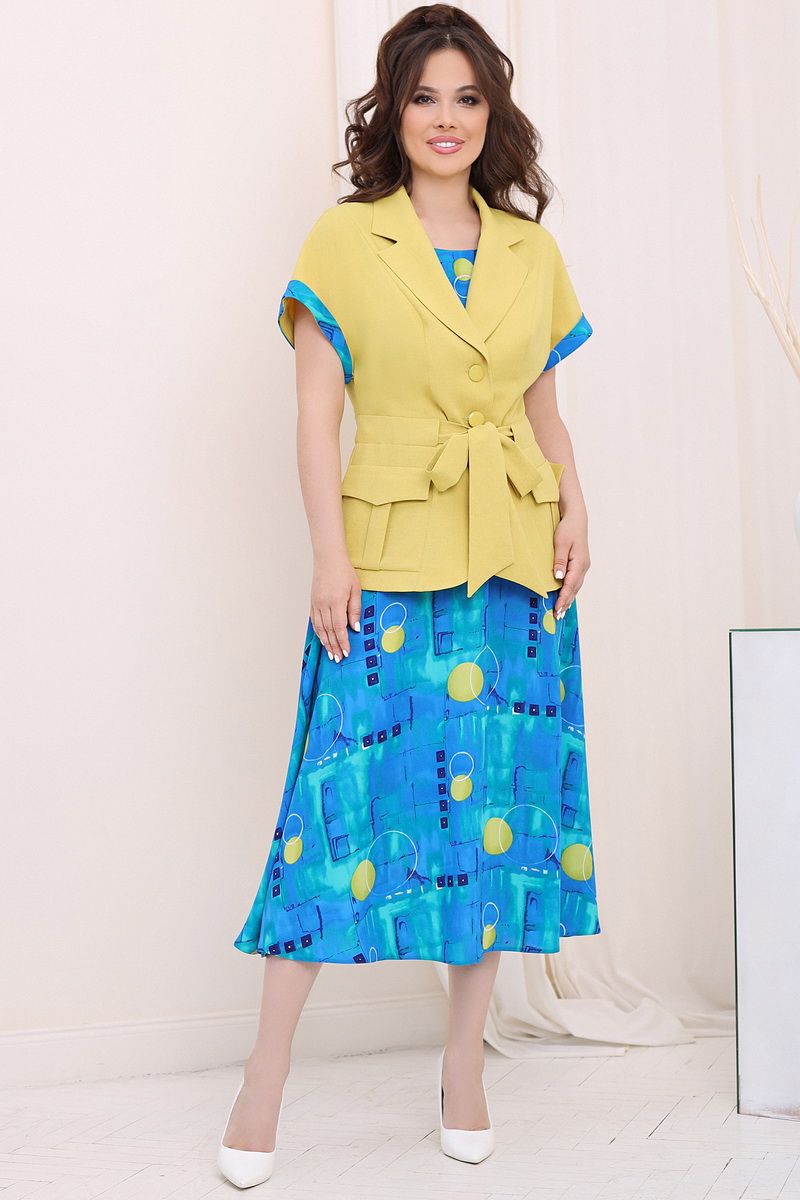 Плательный комплект Мода Юрс 2742-1 желтый+голубой