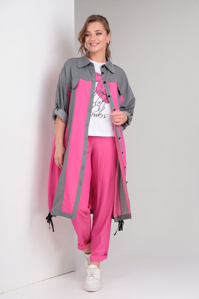 Платья VIA-Mod 519 серо-розовый
