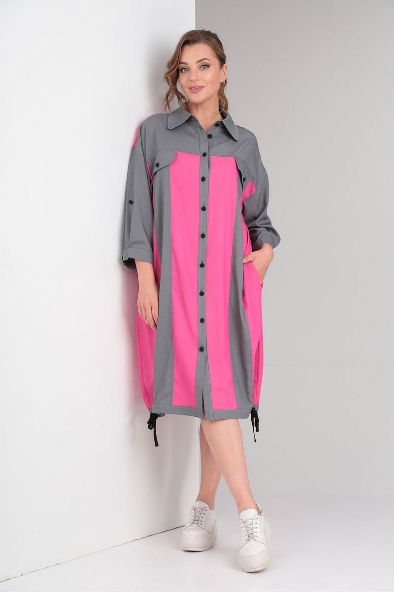 Платья VIA-Mod 519 серо-розовый
