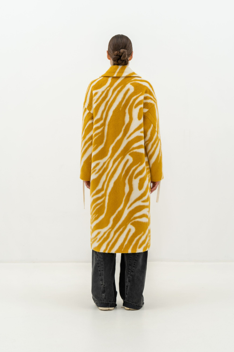 Женское пальто Elema 1-11658-1-170 жёлтый_принт