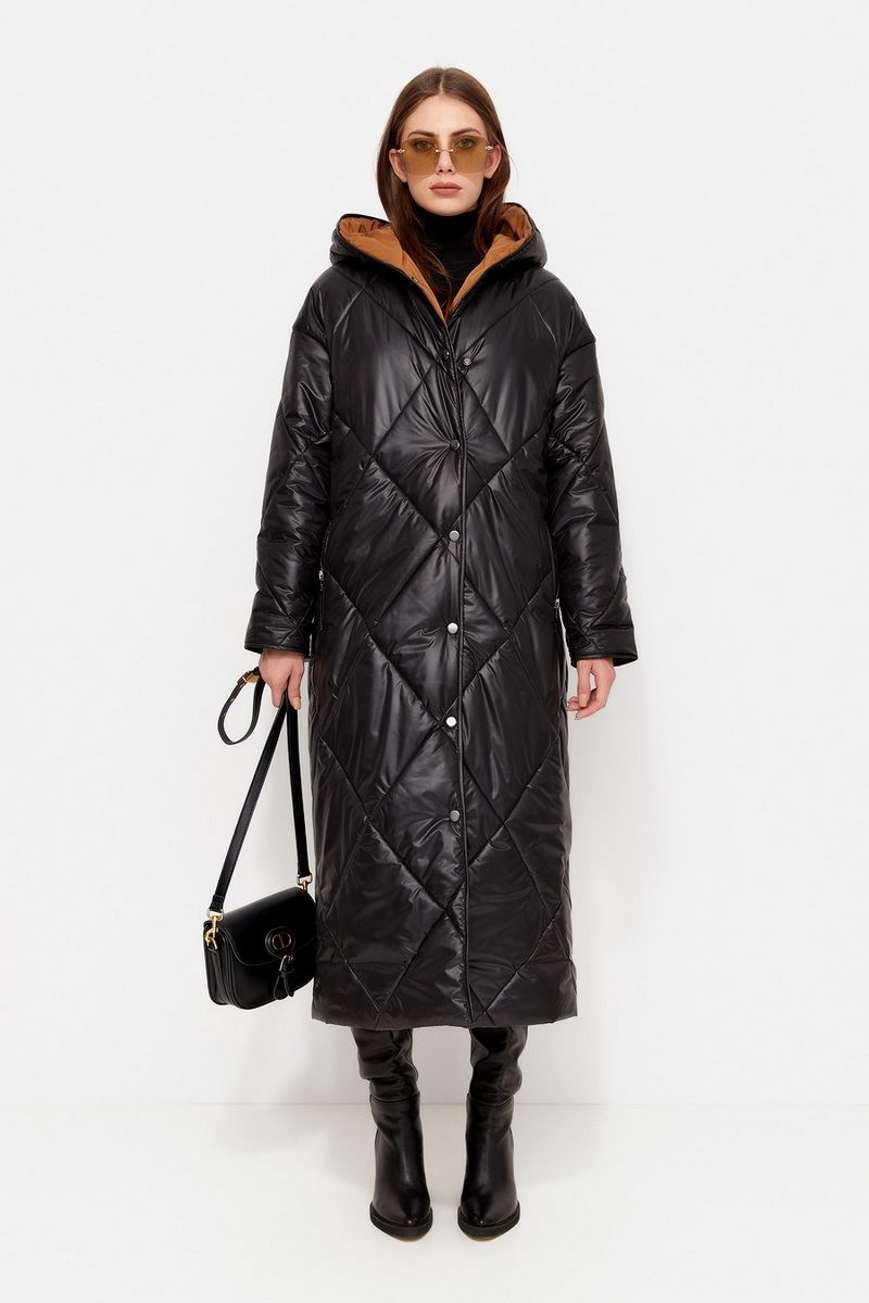 Женское пальто Favorini 52884 черный-коричневый