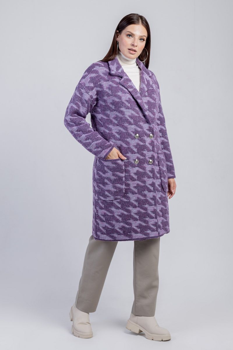Женское пальто Bonadi М-1622 баклажан