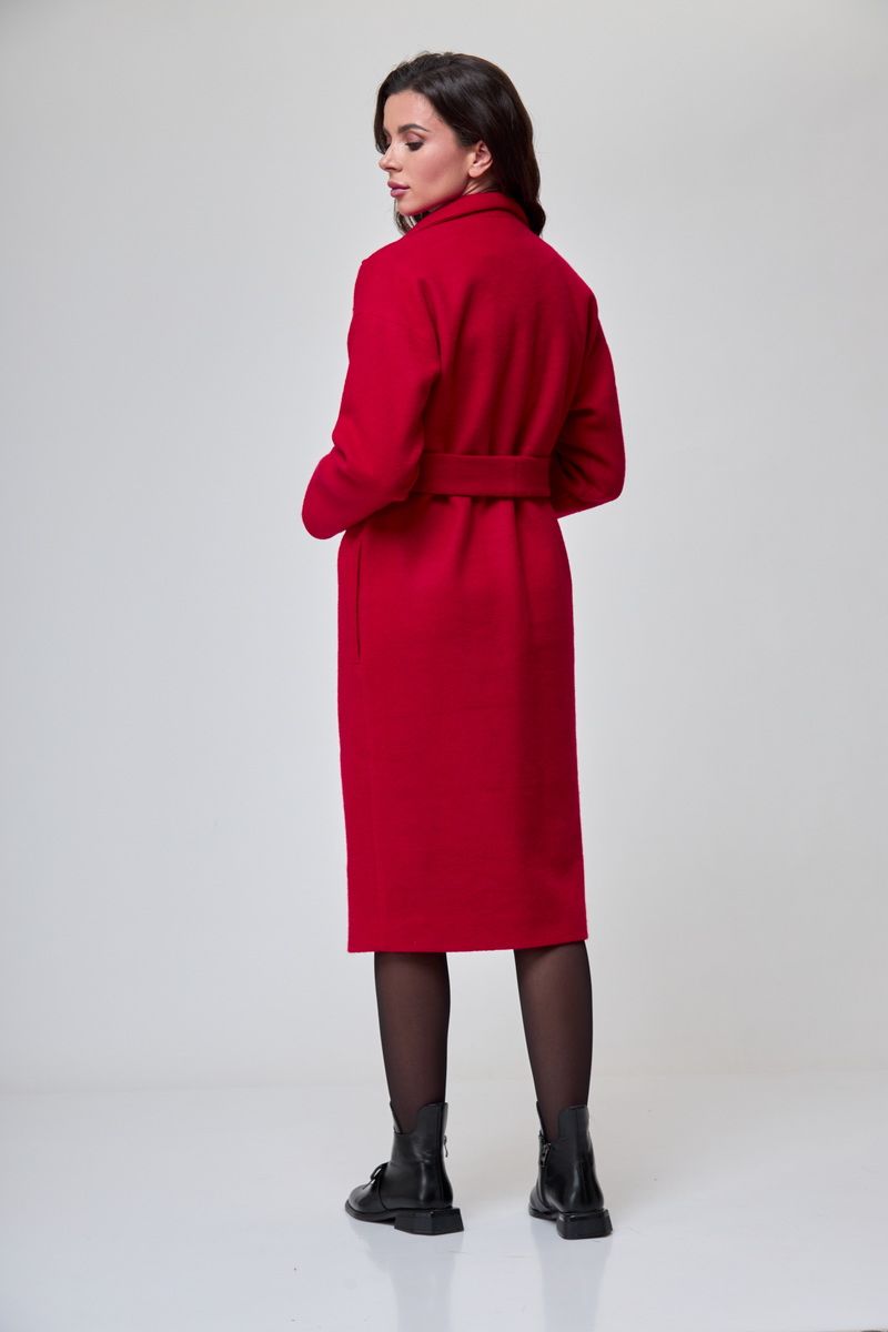 Женское пальто T&N 7296П алый_красный