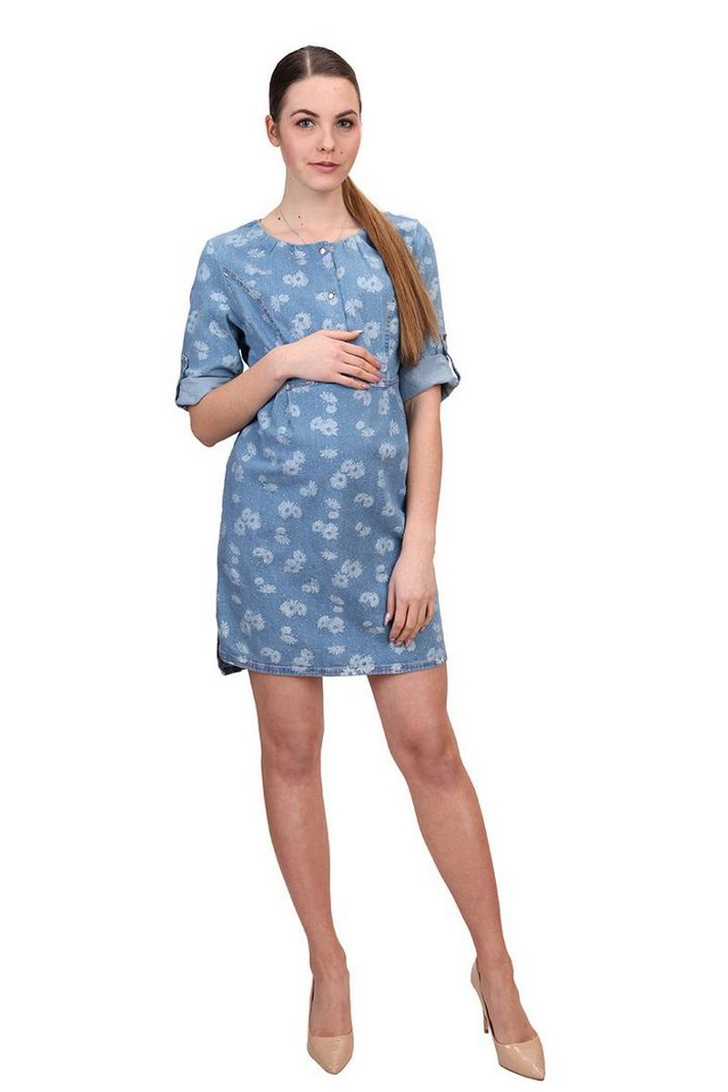 Платье для беременных BELAN textile 4120 цветы_джинс