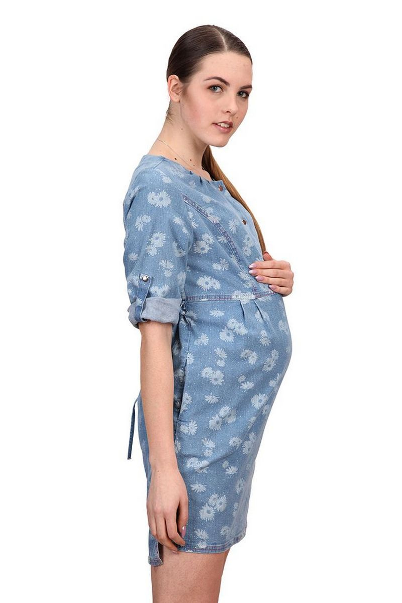 Платье для беременных BELAN textile 4120 цветы_джинс
