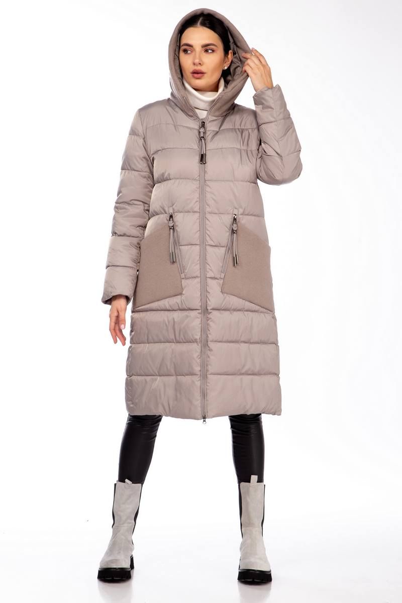 Женское пальто Beautiful&Free 4091 серо-бежевый