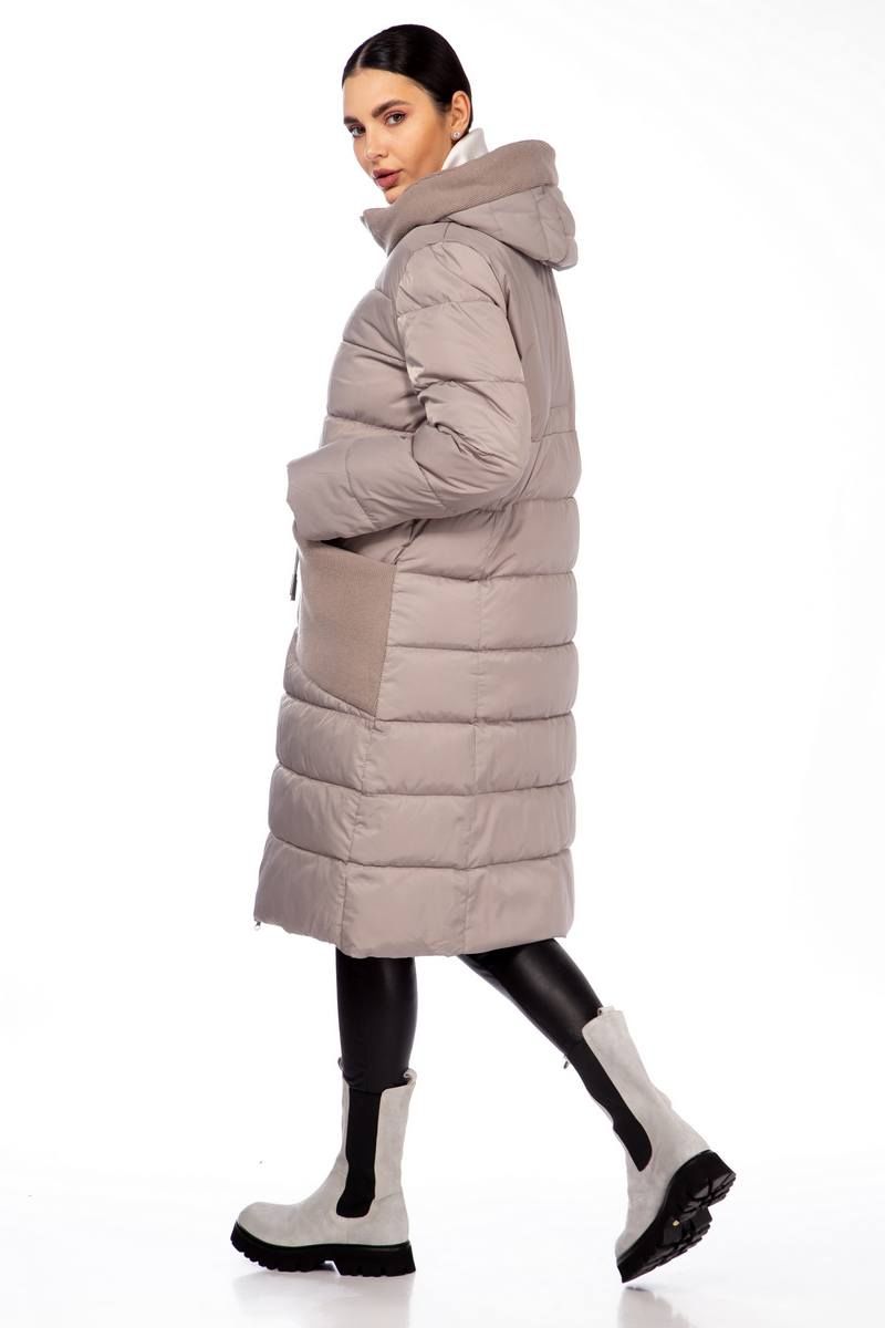 Женское пальто Beautiful&Free 4091 серо-бежевый