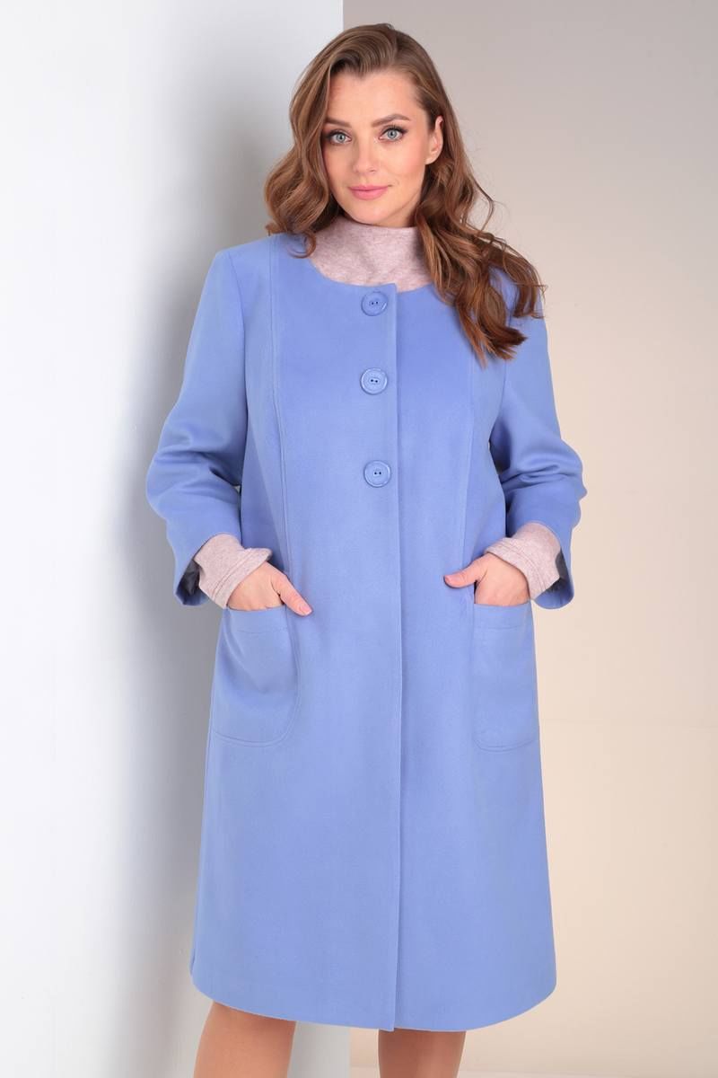 Женское пальто Viola Style 6058 голубой