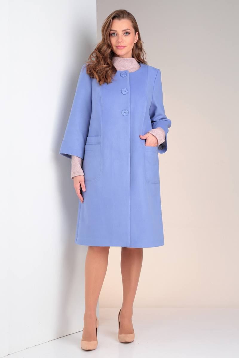 Женское пальто Viola Style 6058 голубой