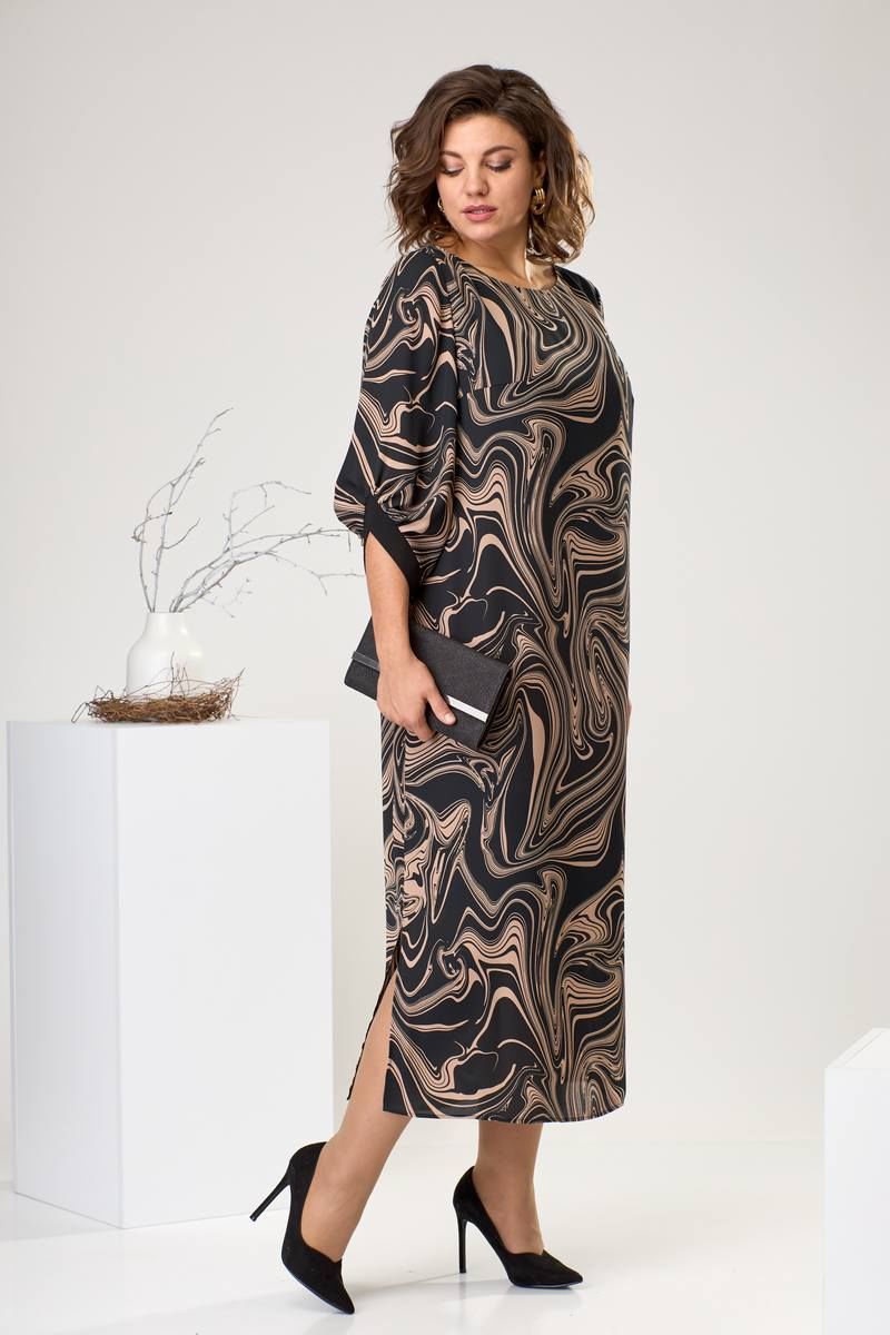 Платья Romanovich Style 1-2442 чёрный/ бежевый