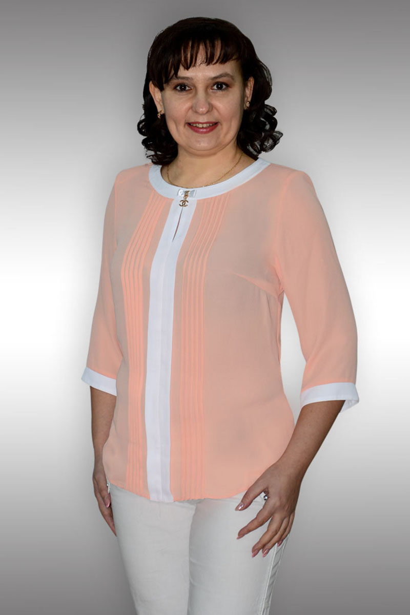 Блузы Таир-Гранд 62208-1 персик+белый