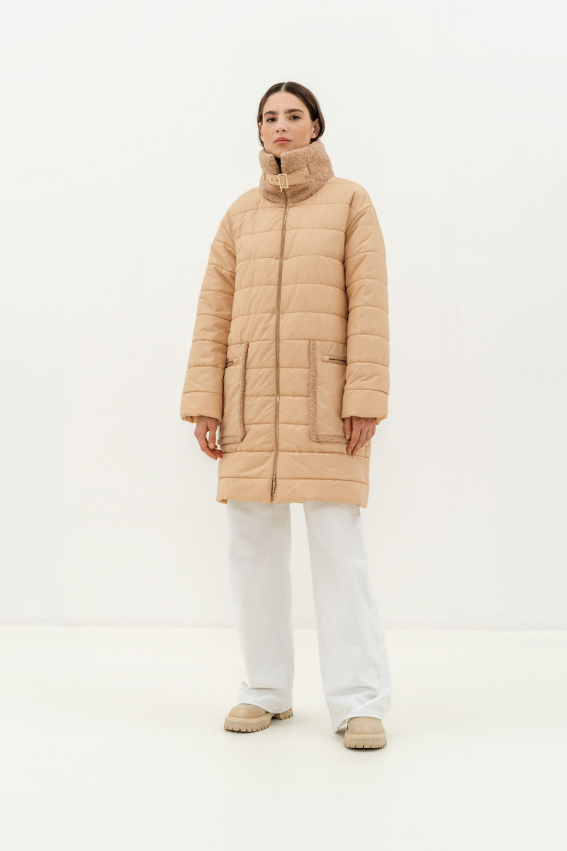 Женское пальто Elema 5-12198-1-164 бежевый