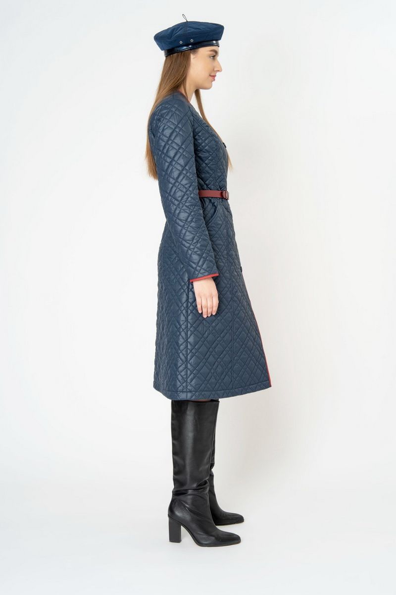 Женское пальто Elema 5-11113-1-164 тёмно-синий/рябина