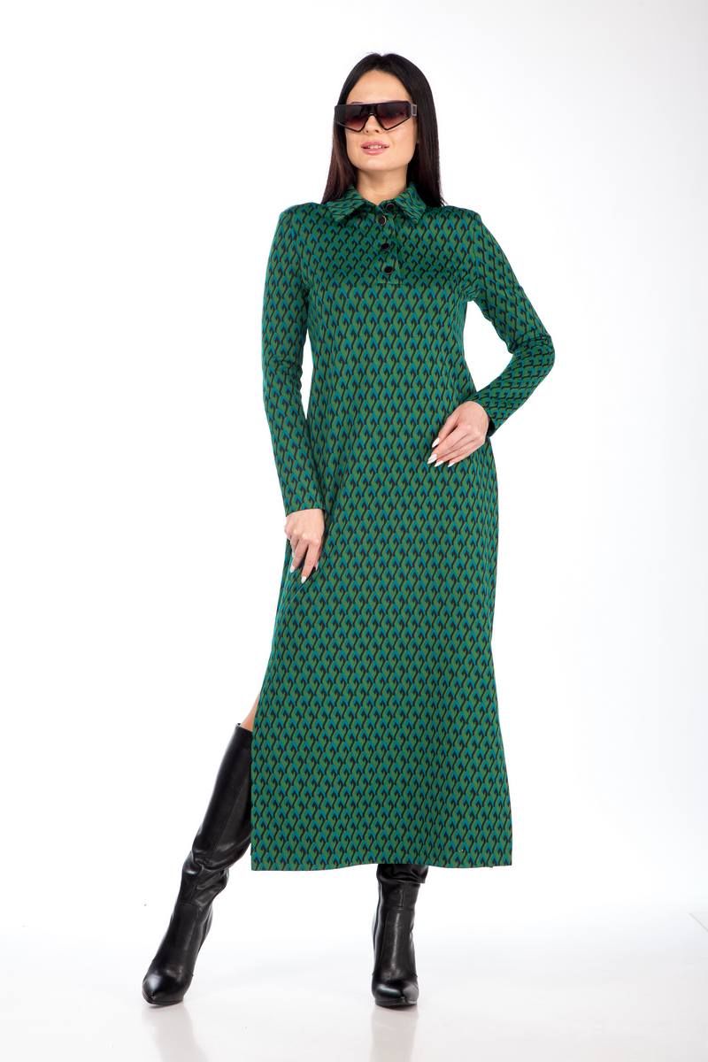 Платья Juliet Style Д172-1 зеленый_ромбы